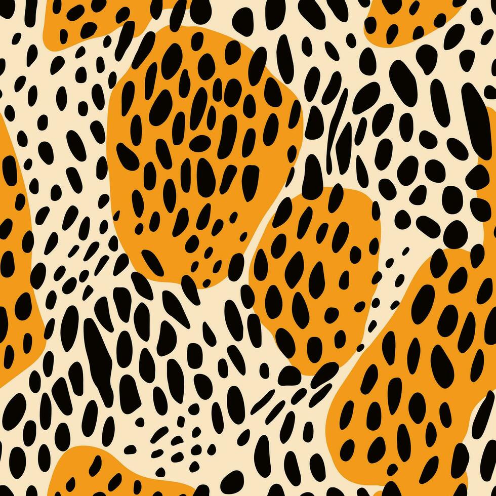 Creative animal fur leopard skin seamless pattern. Abstract cheetah textured. Wild african cats camouflage background. vector