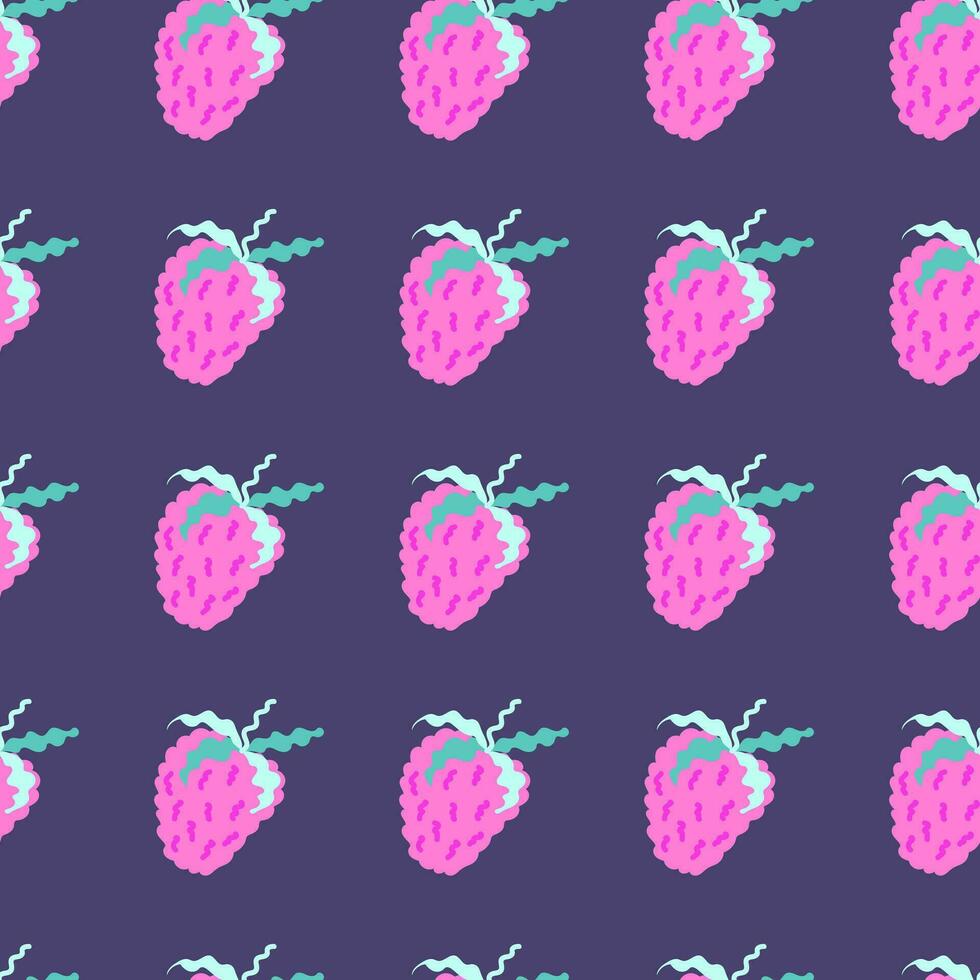 Cute strawberries seamless pattern. Doodle strawberry endless background. Hand drawn fruits wallpaper vector