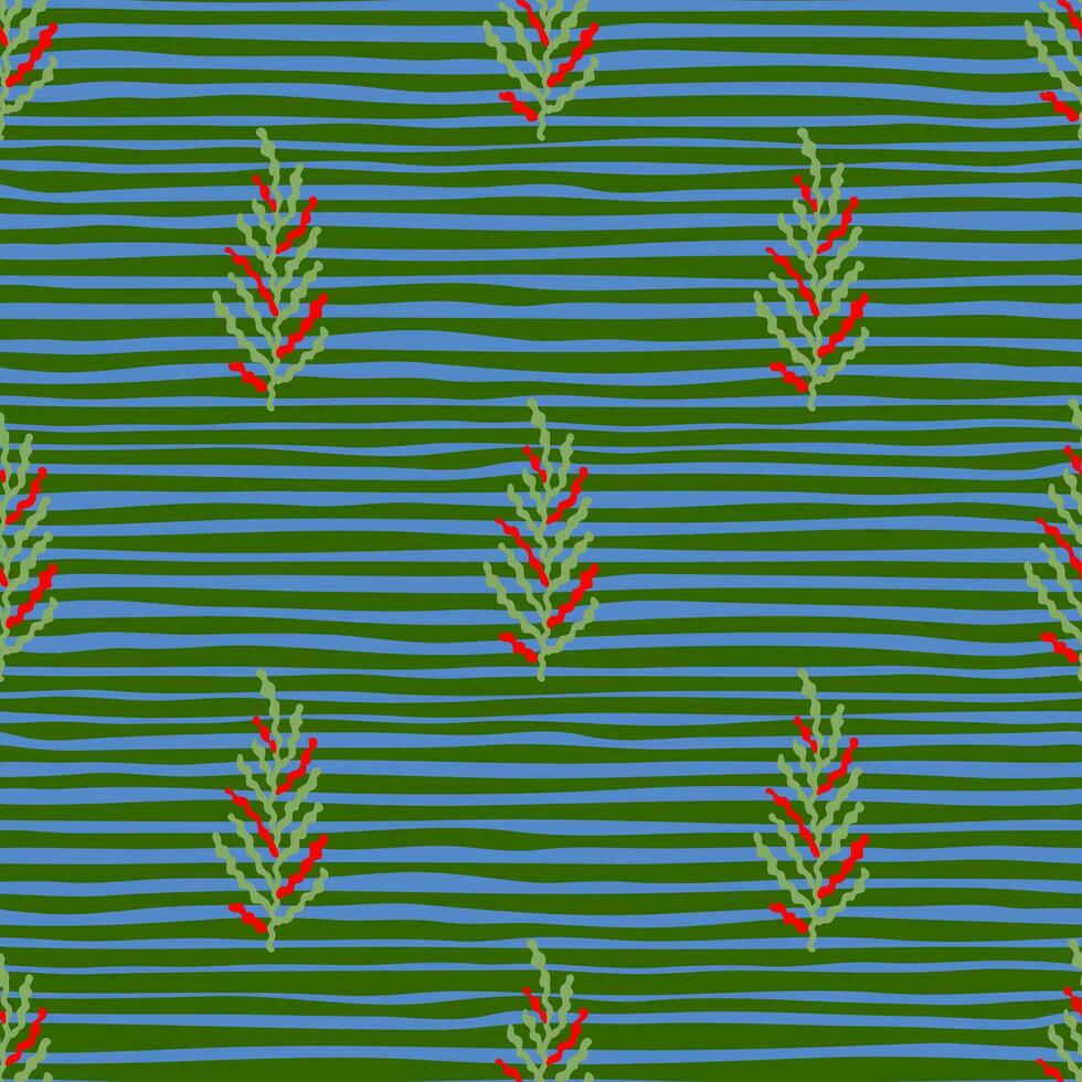 Abstract seaweed backdrop. Organic fern leaves seamless pattern. Simple style botanical background. vector