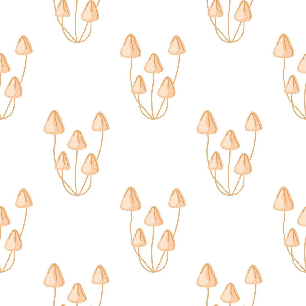 Hand drawn toadstool mushrooms seamless pattern. Magical fly agaric wallpaper. vector