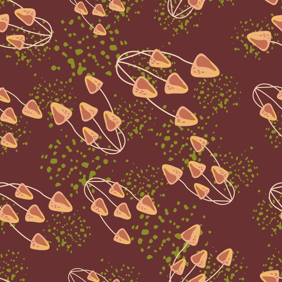 Hand drawn toadstool mushrooms seamless pattern. Magical fly agaric wallpaper. vector