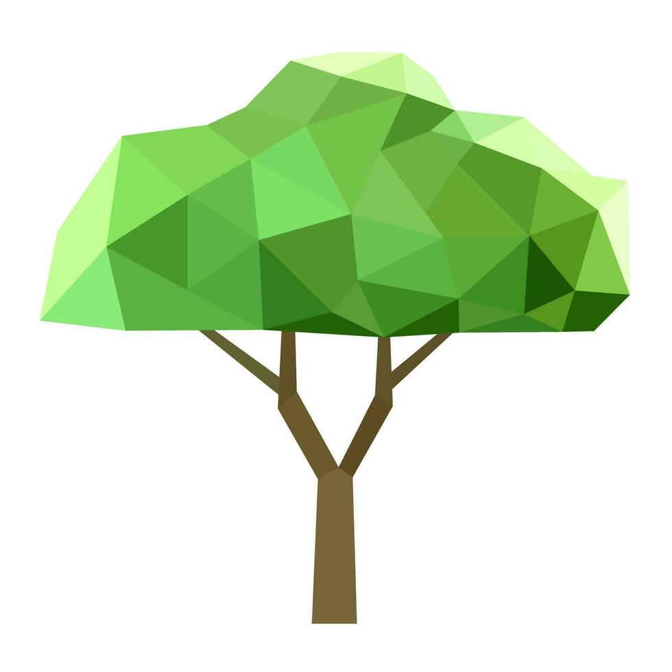 resumen bajo escuela politécnica árbol icono aislado. geométrico bosque poligonal estilo. 3d bajo escuela politécnica símbolo. estilizado eco diseño elemento. vector