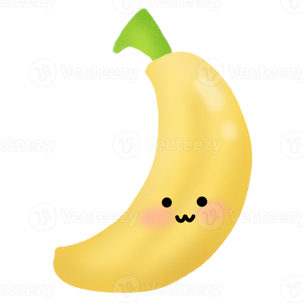 fofa fruta, fofa banana, feliz fofa conjunto do sorridente fruta rostos. png