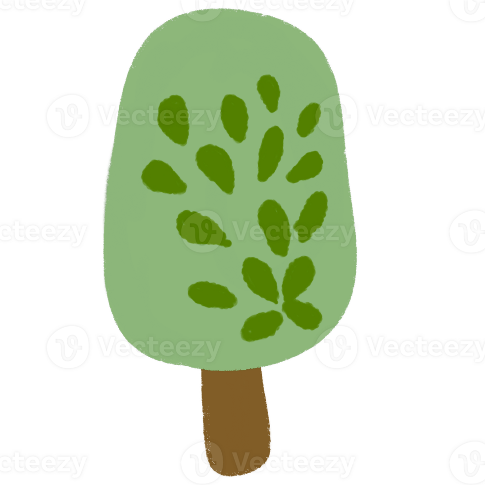Cute trees in cartoon style. png