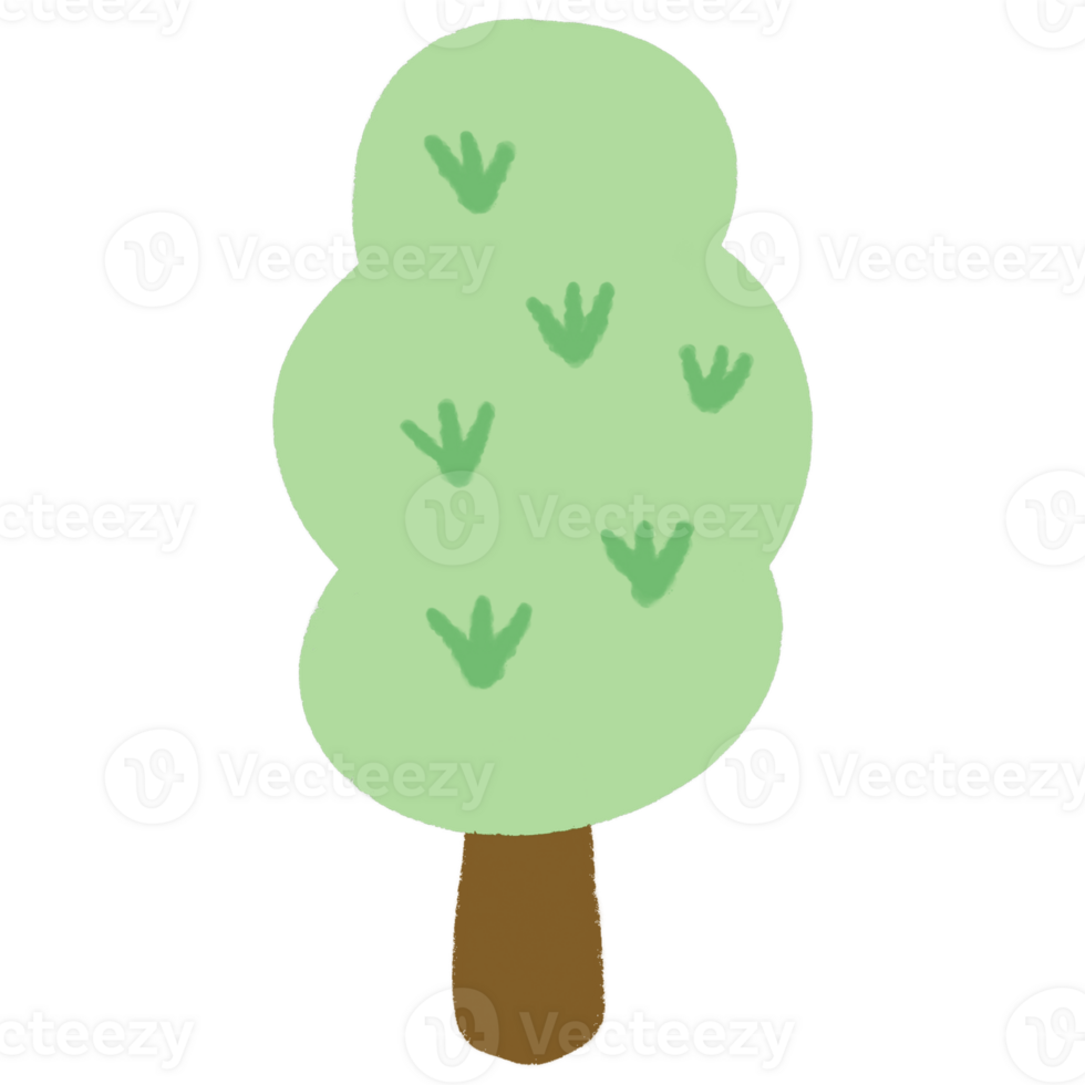 Cute trees in cartoon style. png