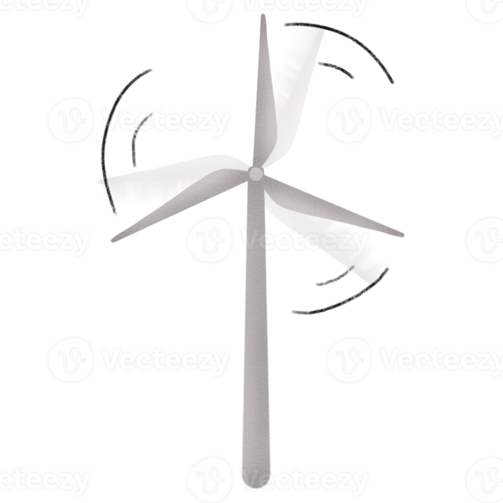 Wind turbines is in motion turning for generate energy. png