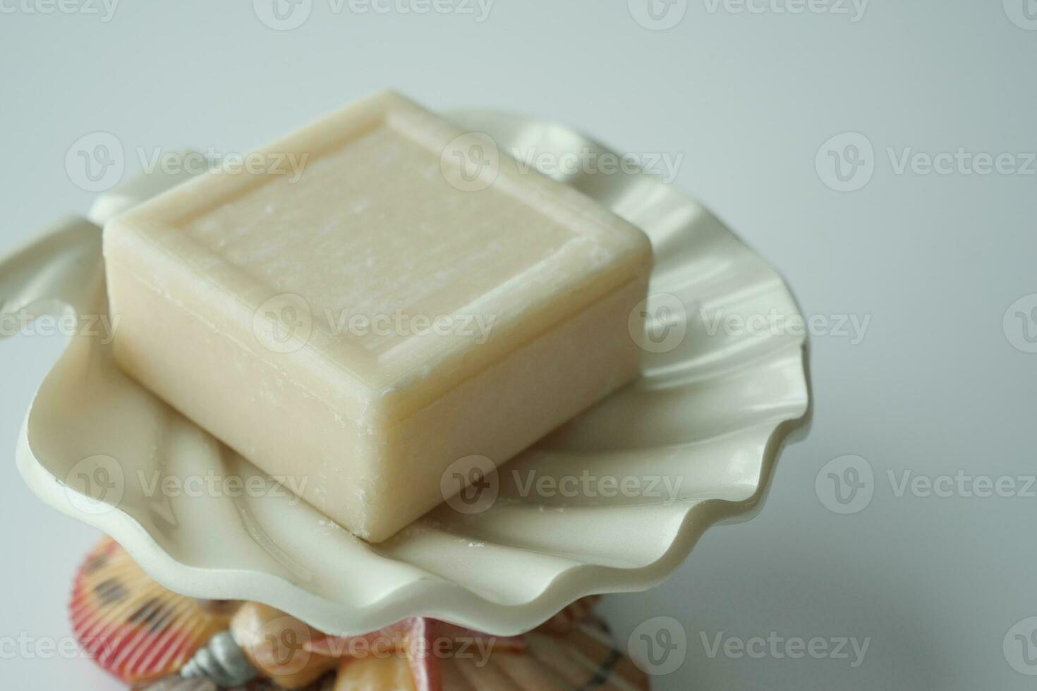 natural soap bar on table photo