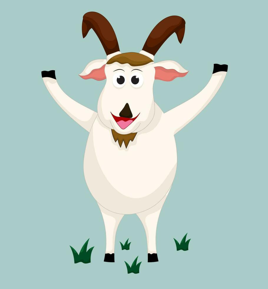 Cartoon happy white goat posing happy gesture isolated vector