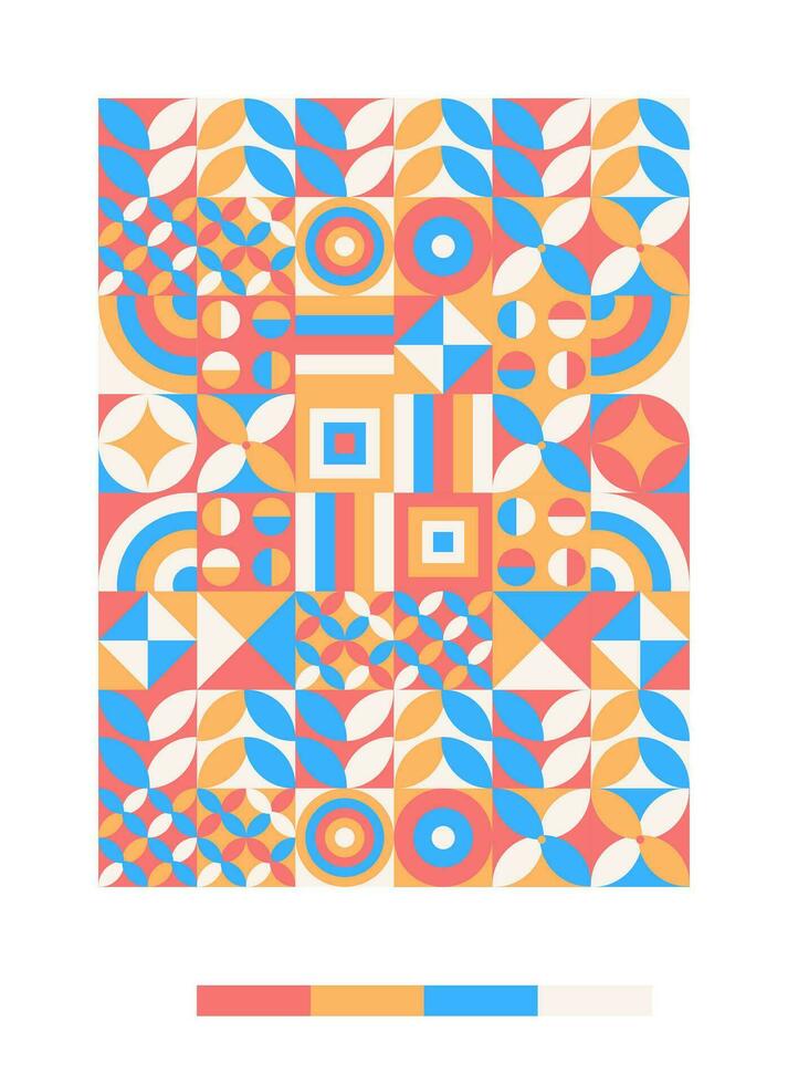 a colorful pattern with geometric shapes and colors vector