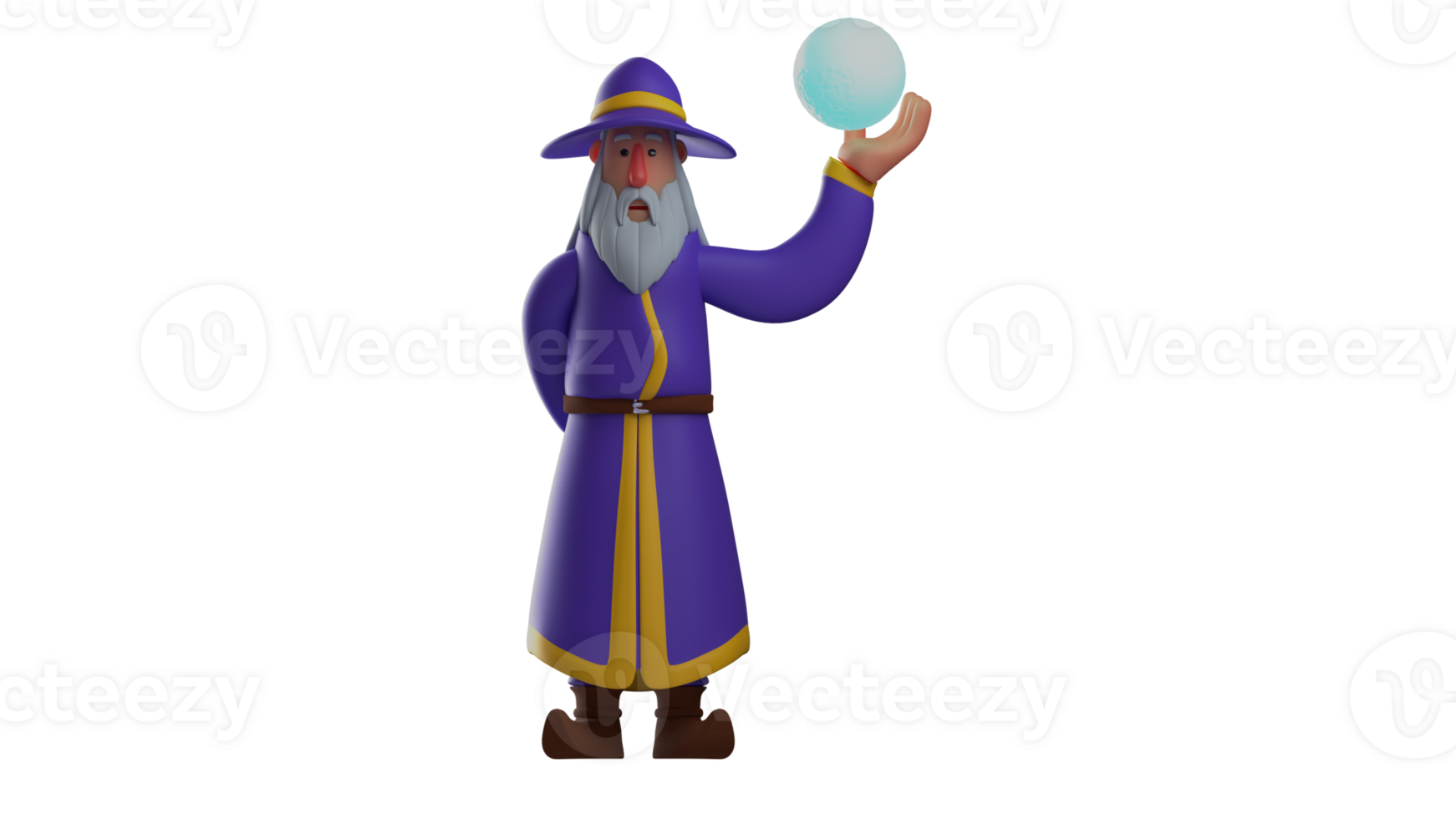 3D illustration. Friendly Witch 3D cartoon character. Witch with a flaming orb in one hand. The old witch smiled sweetly at anyone he met. 3D cartoon character png