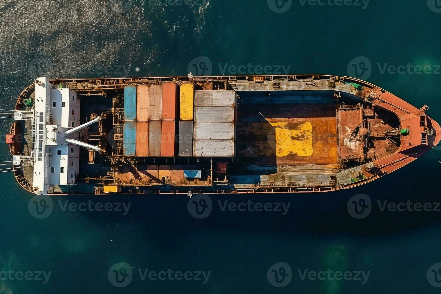Ships from a bird's eye view Generative AI photo