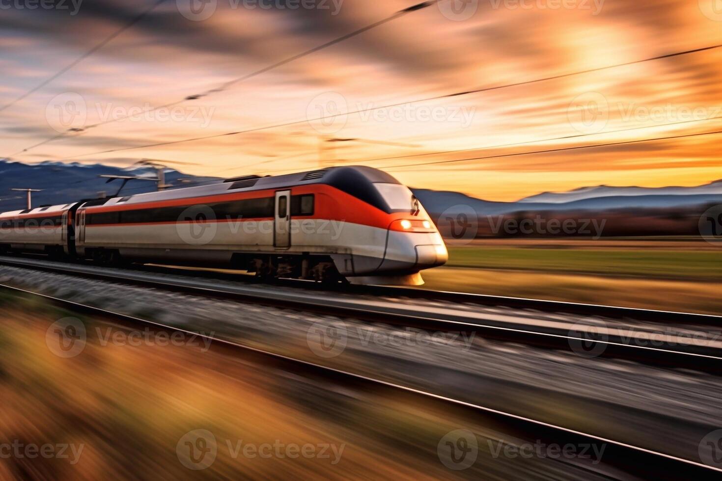 railway station and train . Railroad with vintage toning Generative AI photo