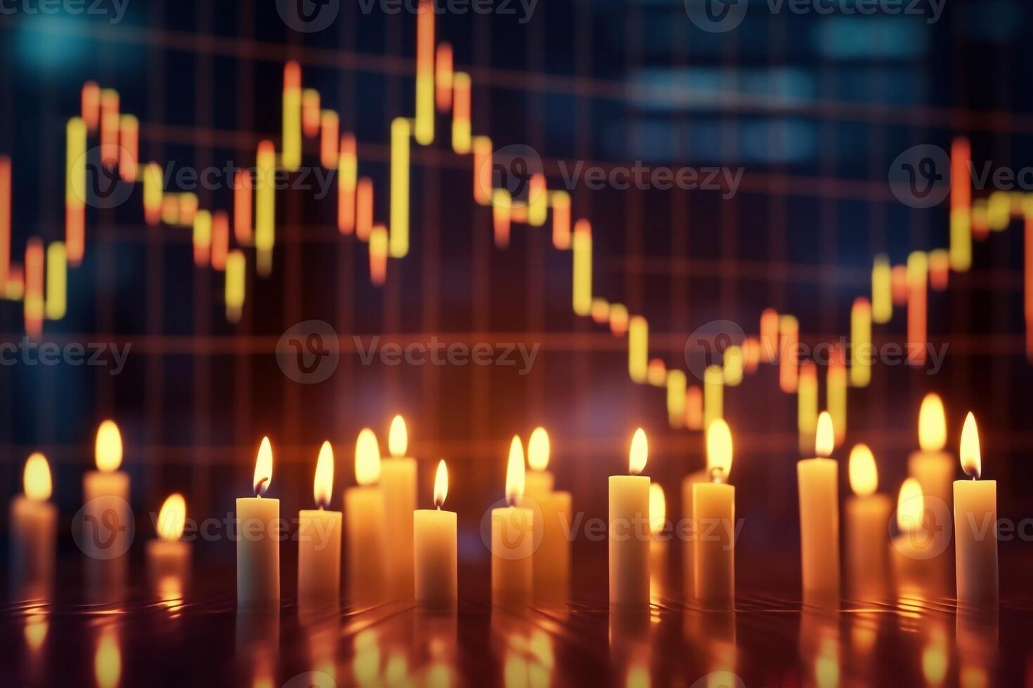 Display of Stock market quotes with city lights reflect on glass, small focus line photo