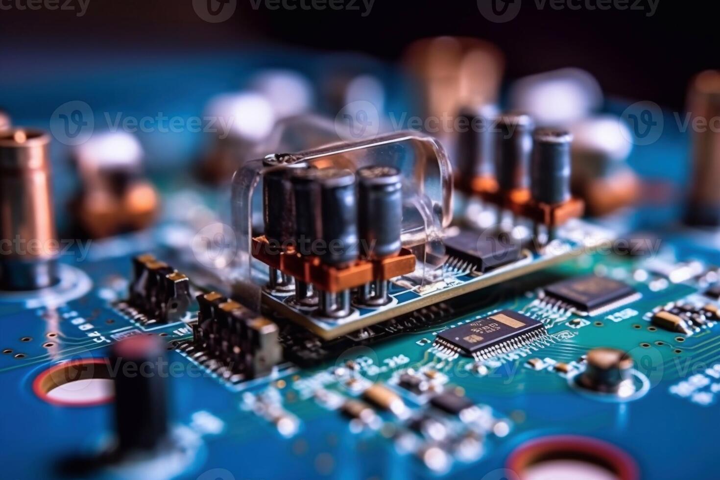 Close-up electronic circuit board. technology style concept. photo