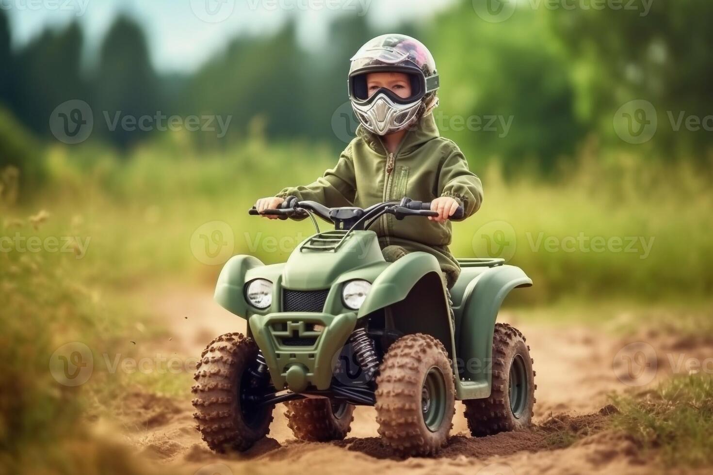 Girl riding an electric quad bike Generative AI photo