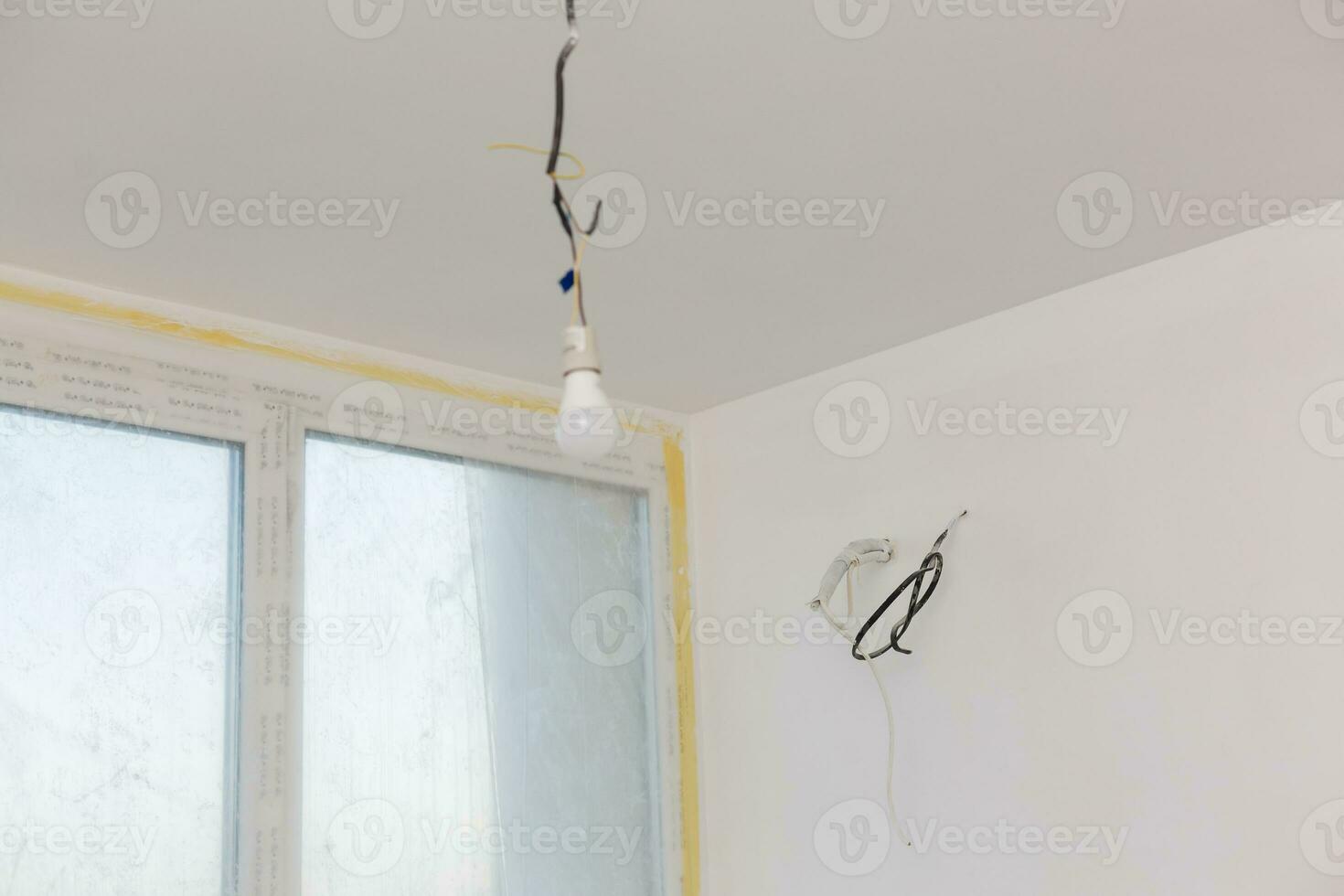 repair, renovation, electricity and people concept - close up of electrician photo