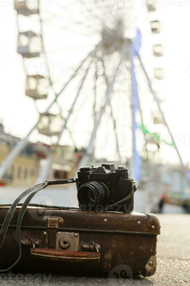 Vintage Retro Ferris Wheel travel suitcase photo