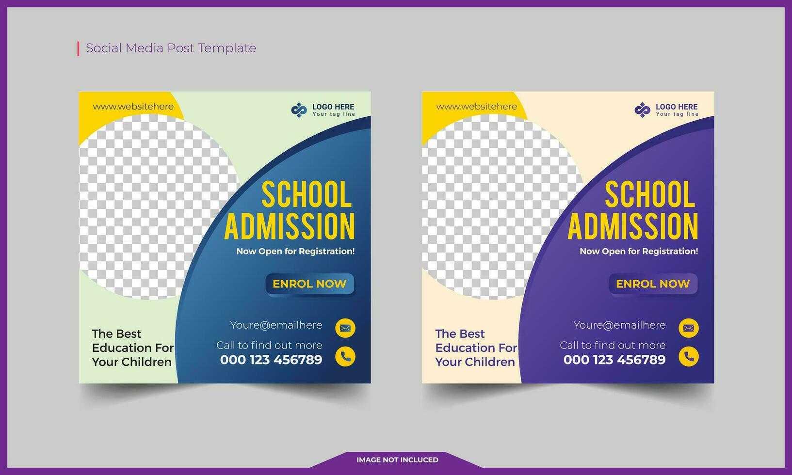 School Admission social media Post design vector