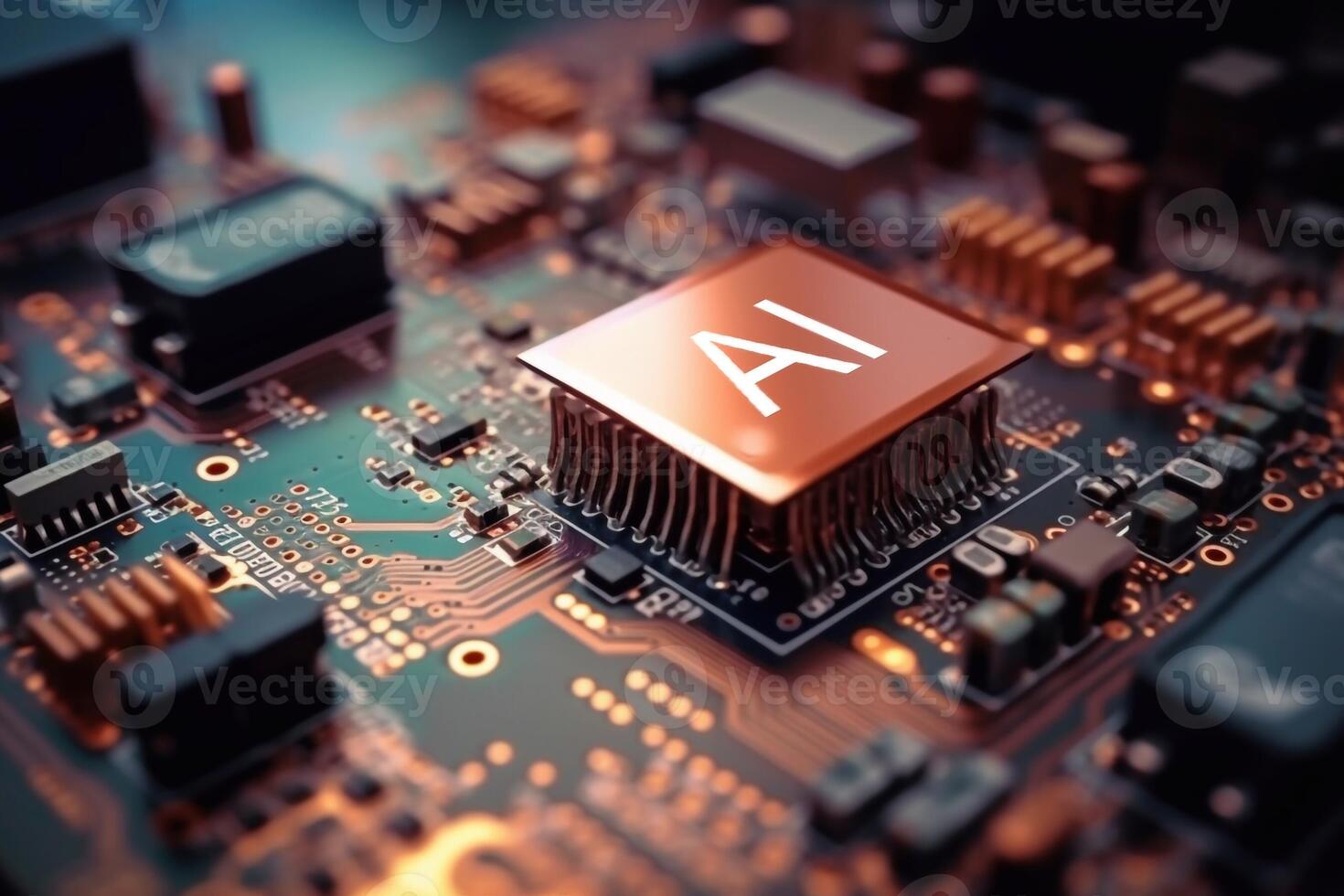 Close-up electronic circuit board. technology style concept. photo