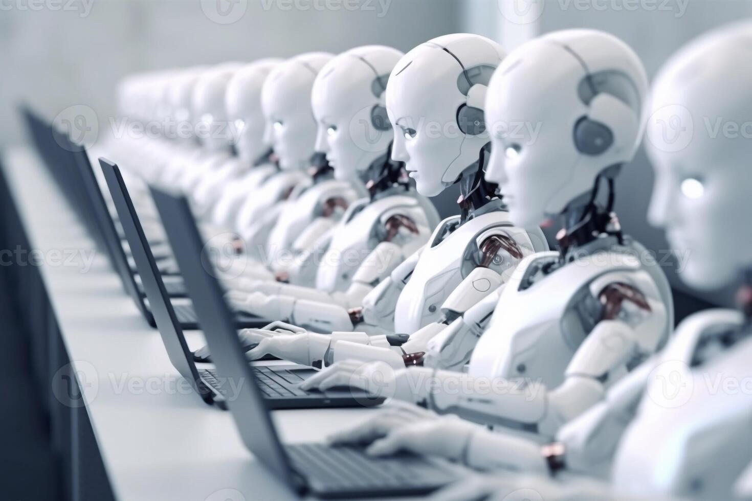 Robot team working in the office, Future technology concept 26463994 ...