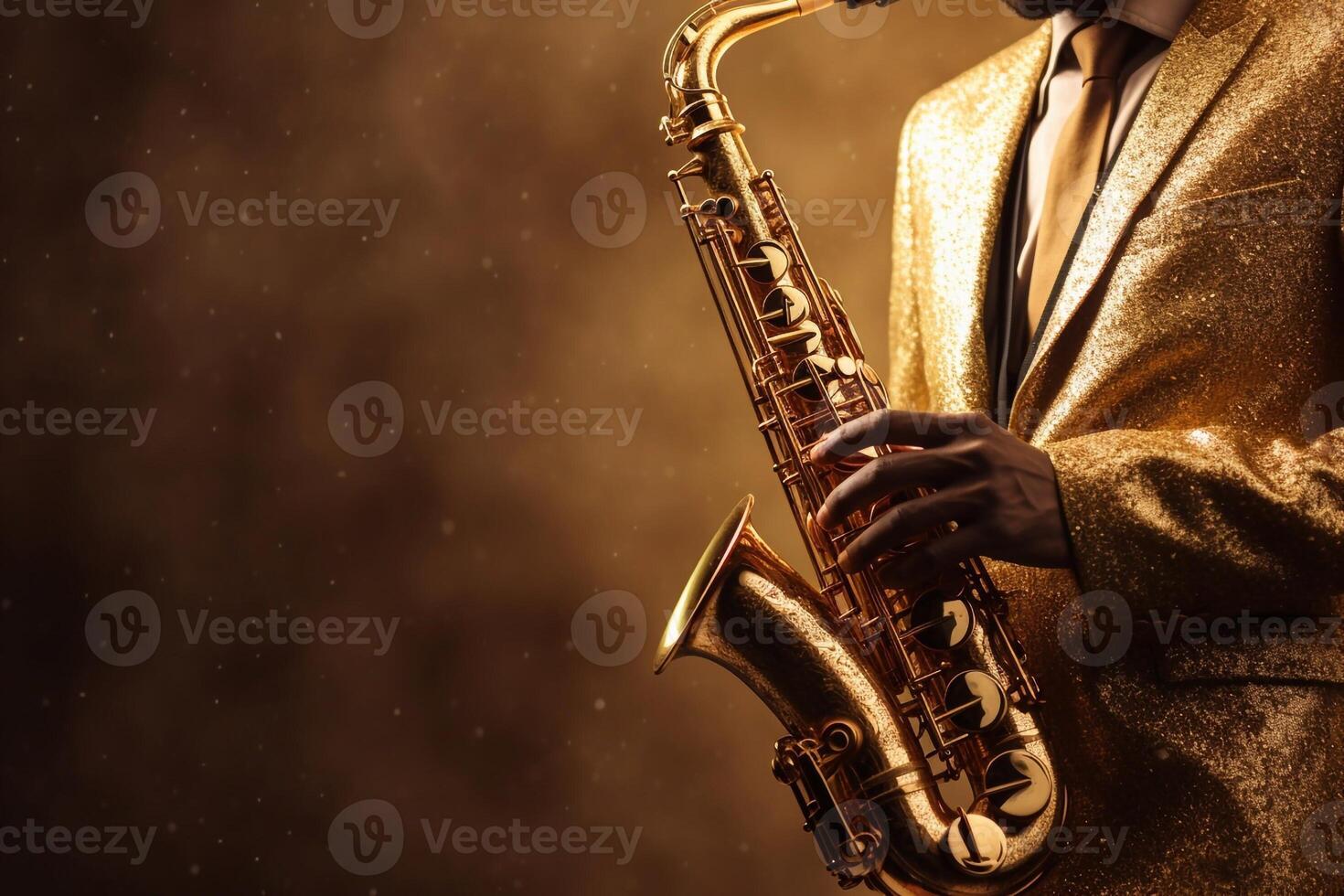 Saxophone player Saxophonist playing jazz music instrument Jazz musician playing sax alto Generative AI photo