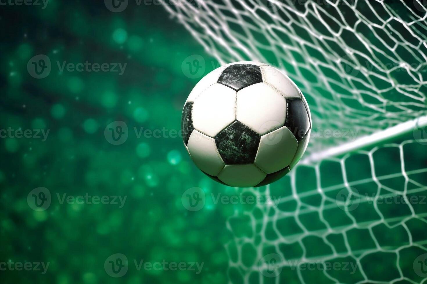 Soccer into goal success concept photo