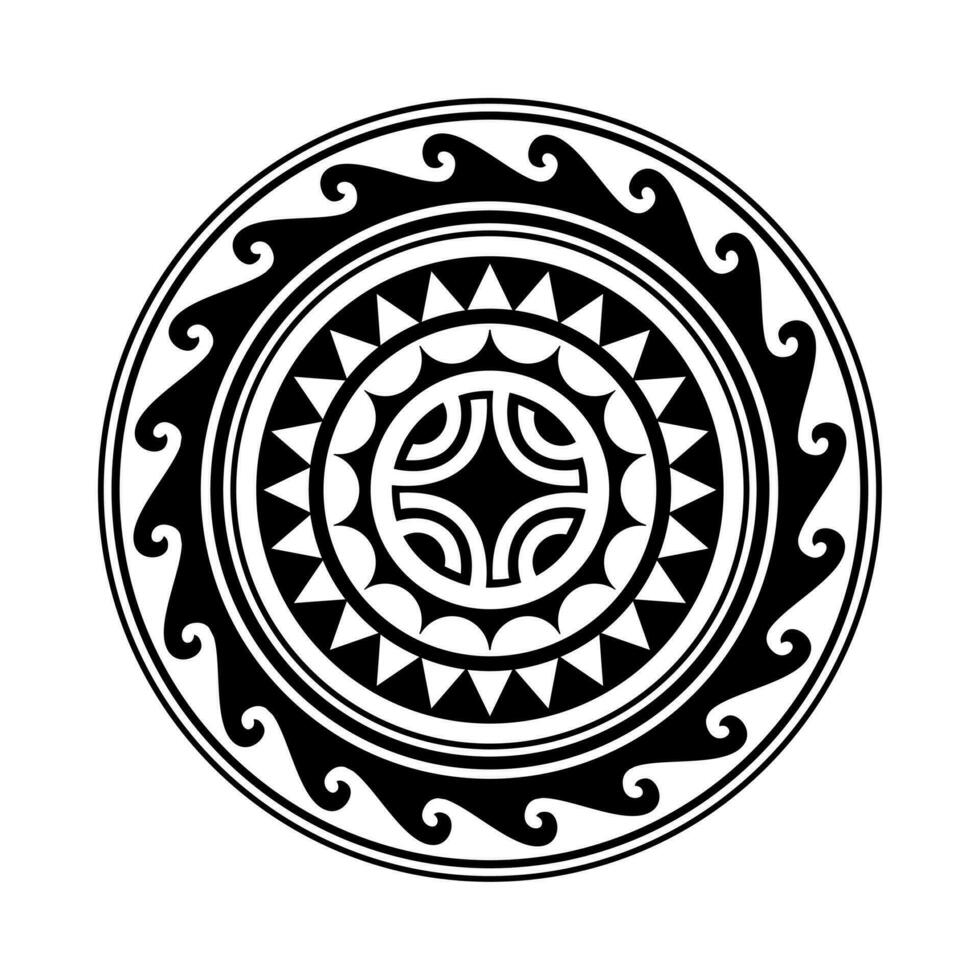 Traditional Maori round tattoo design. Editable vector illustration ...