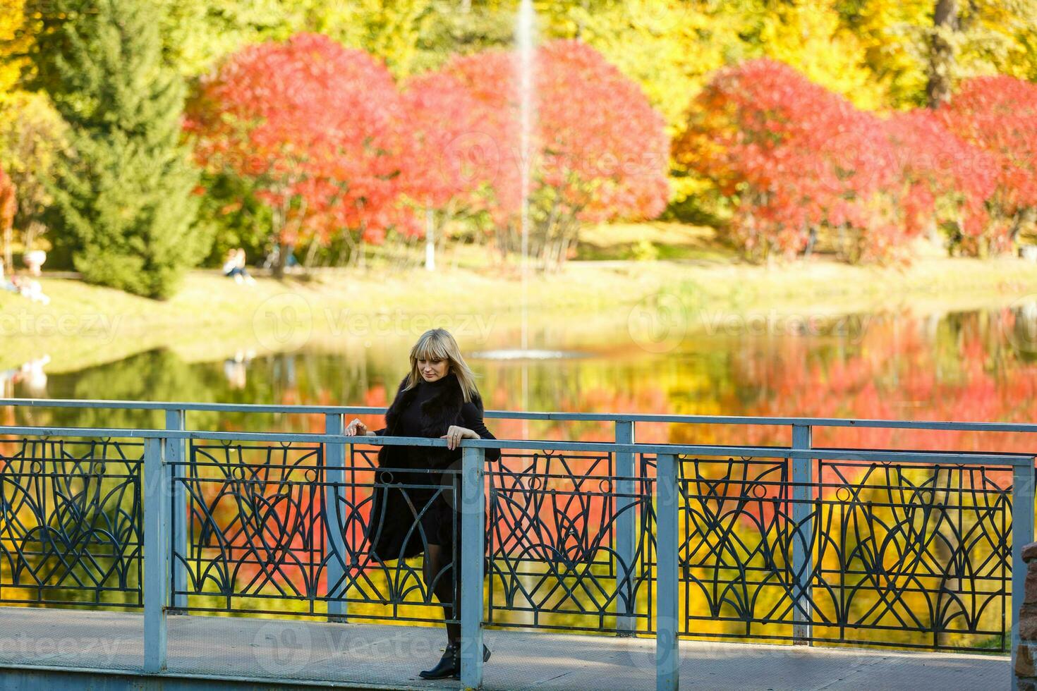 girl walks in the autumn park photo