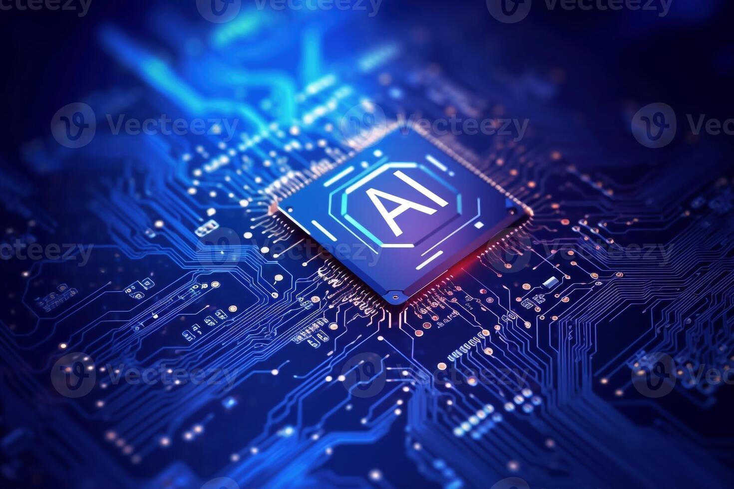 AI processor 3d render, artificial intelligence of digital human photo