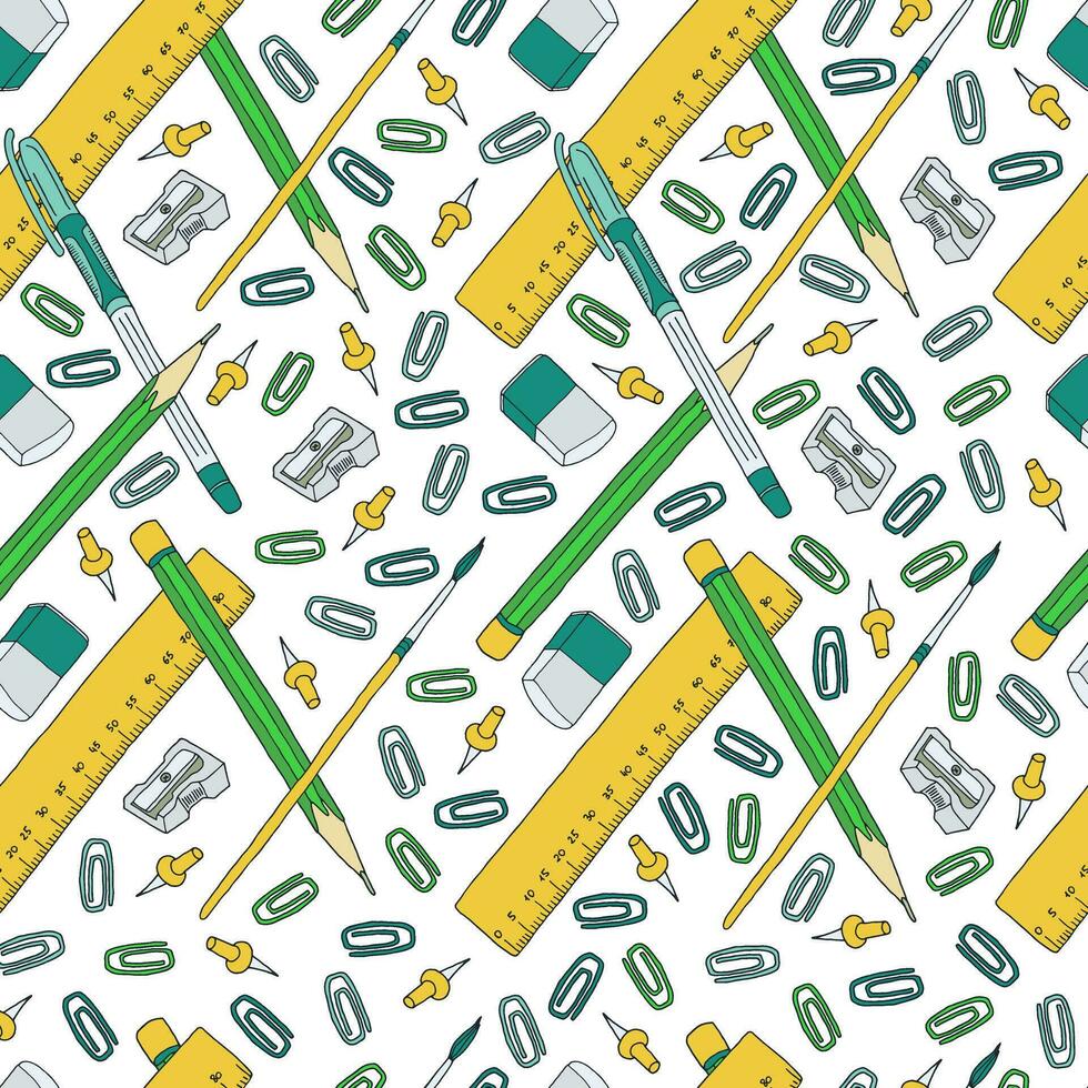 Back to school in doodle style. Seamless pattern for school and work vector