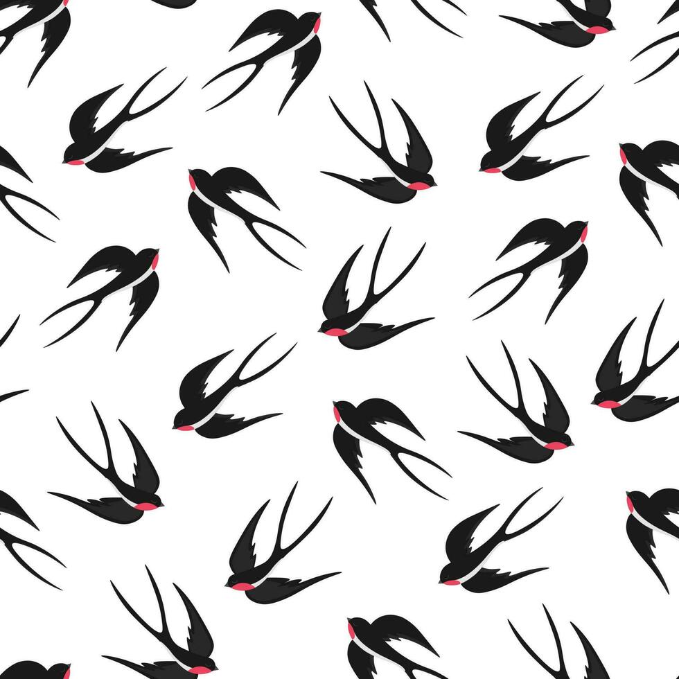 Seamless pattern with swallows in the sky. Spring seamless pattern with birds vector