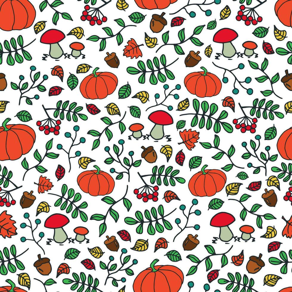 Autumn seamless pattern with floral elements vector