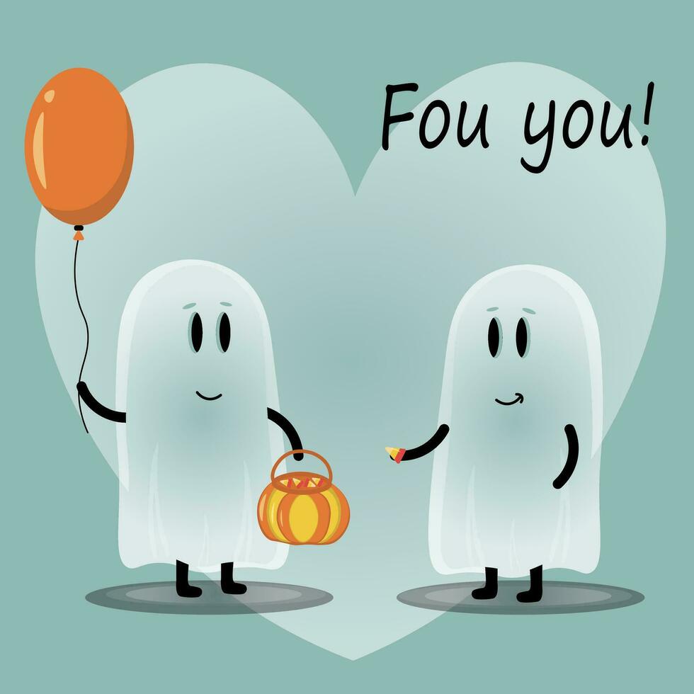 An illustration with cute ghosts for the Halloween holiday. Ghosts with sweets vector