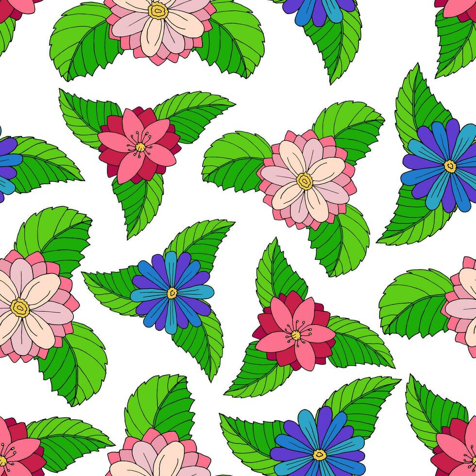 Bright floral seamless pattern vector