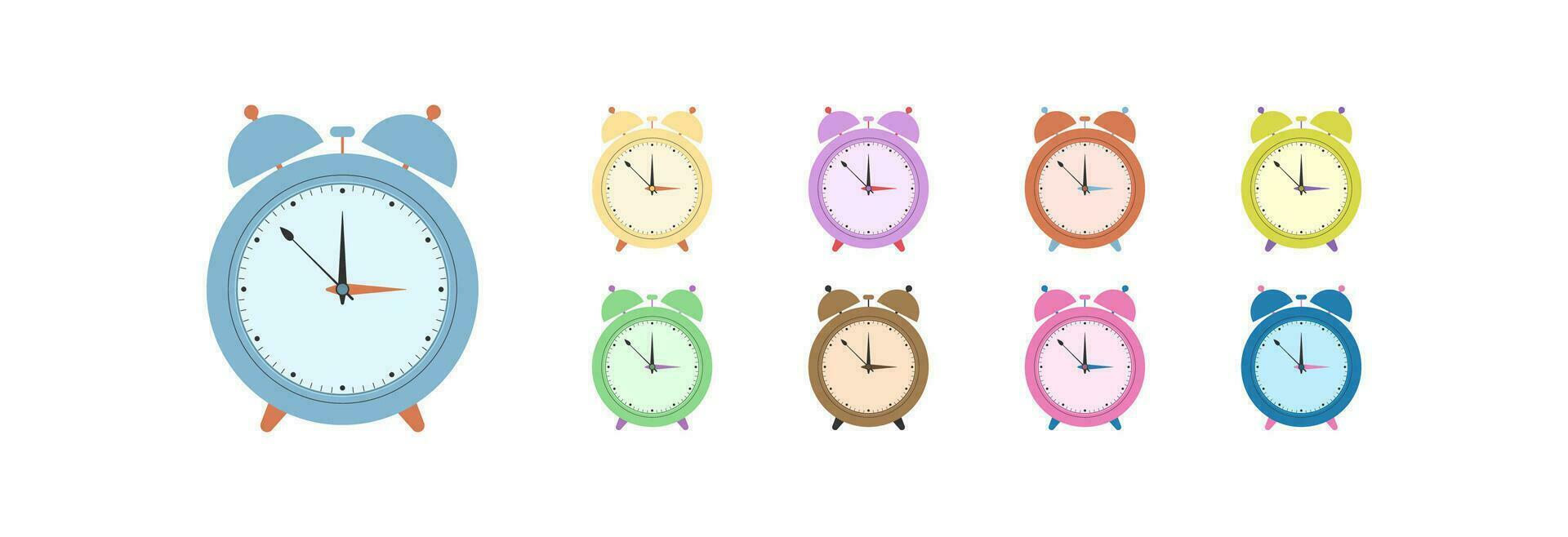A set of different alarm clocks. vector