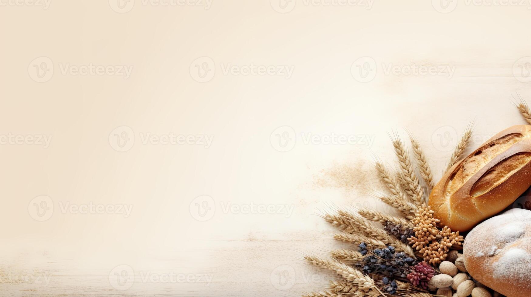 Different bread. Web banner with copy space. photo