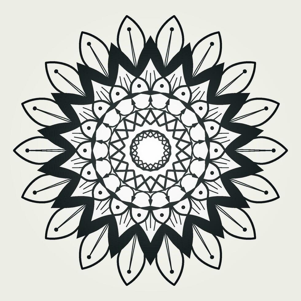 Floral Mandala Pattern Illustration in Black and White vector