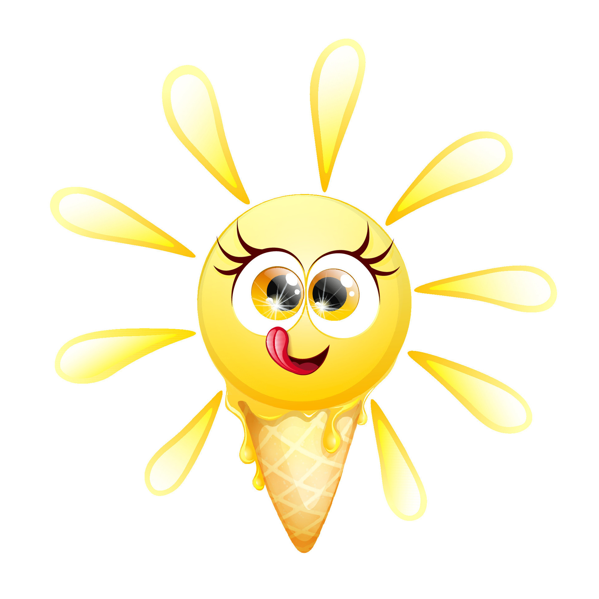 Cute summer smiling and licking lips Sun in ice cream cone 26466790 Vector  Art at Vecteezy