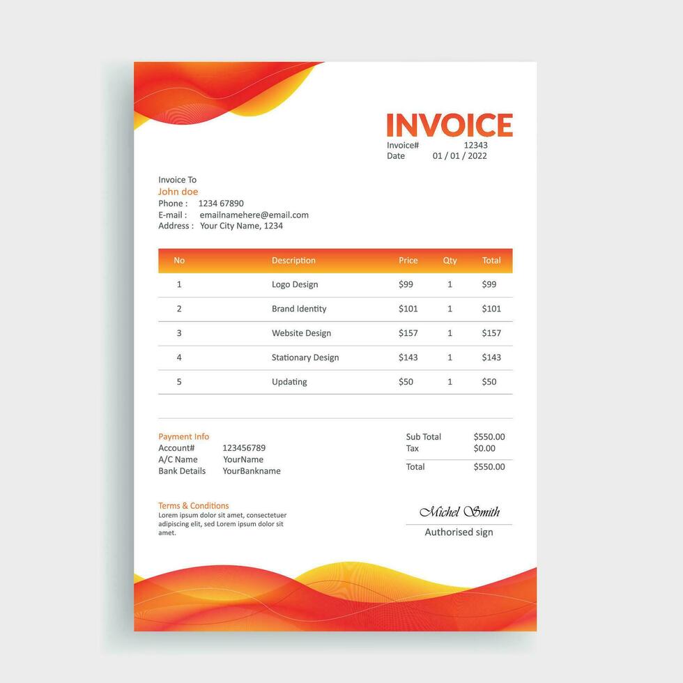 Modern Abstract Invoice Design Template vector