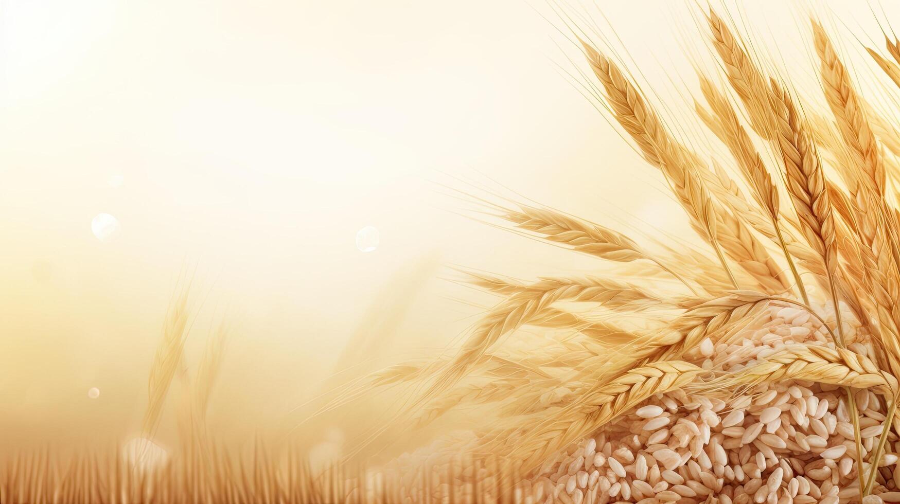 Rice field. Web banner with copy space. photo