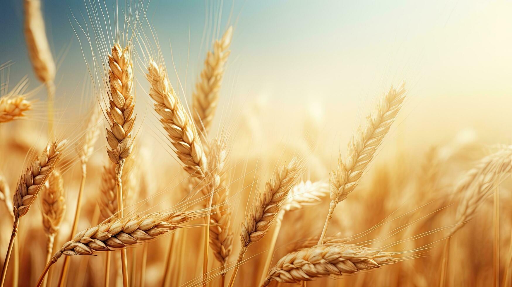Wheat field. Web banner with copy space. Generative AI photo