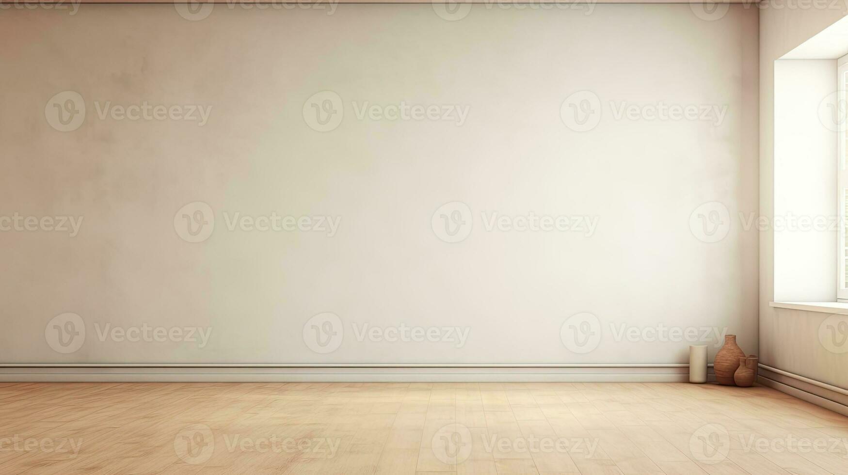 Empty room, modern interior design, wall. Web banner with copy space. Generative AI photo