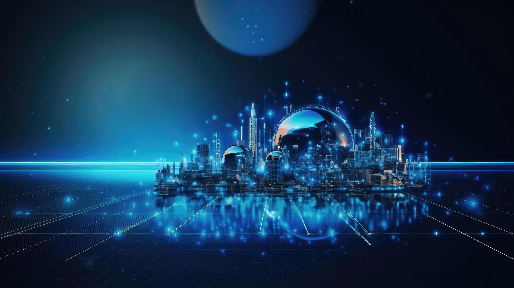 Technology, tech, network abstract background. Web banner with copy space. photo