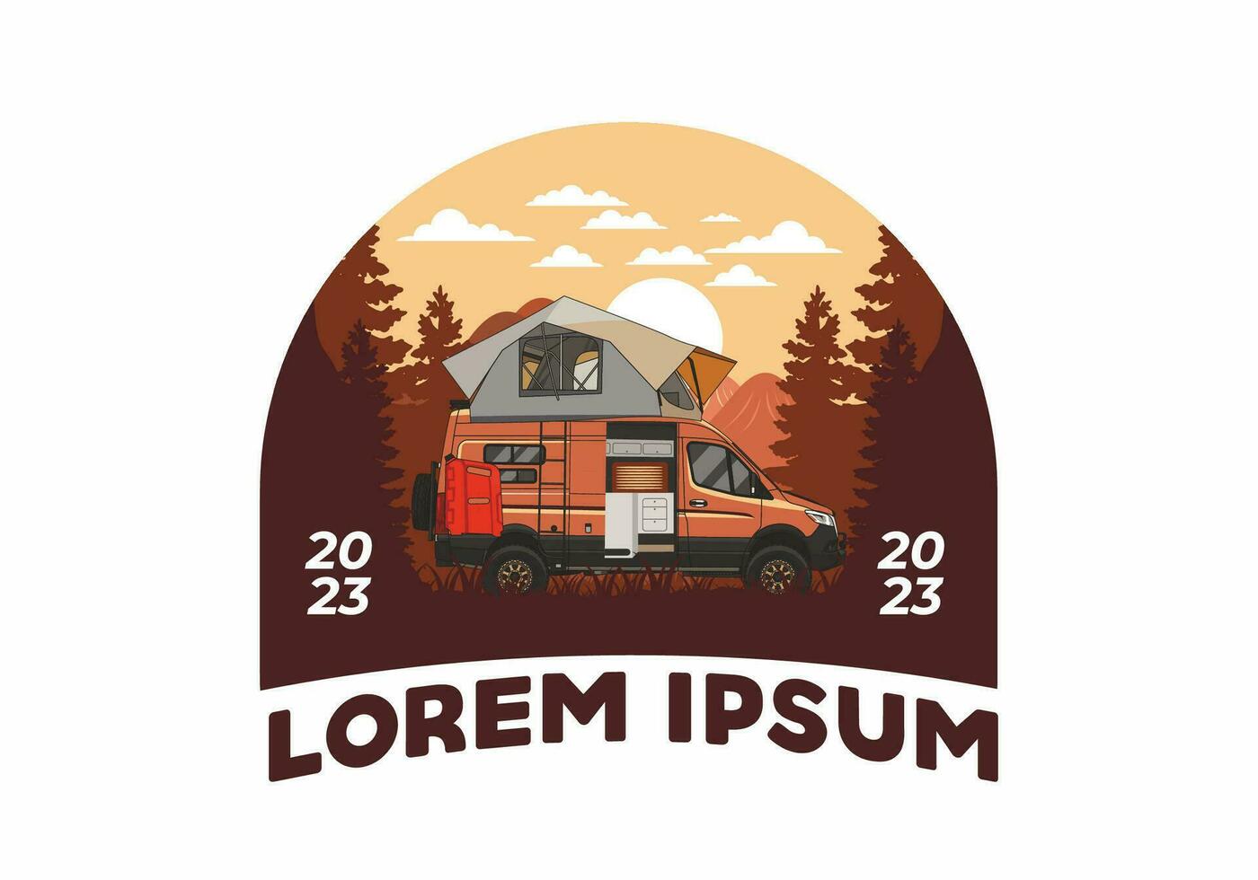 Large van with roof tent illustration design vector