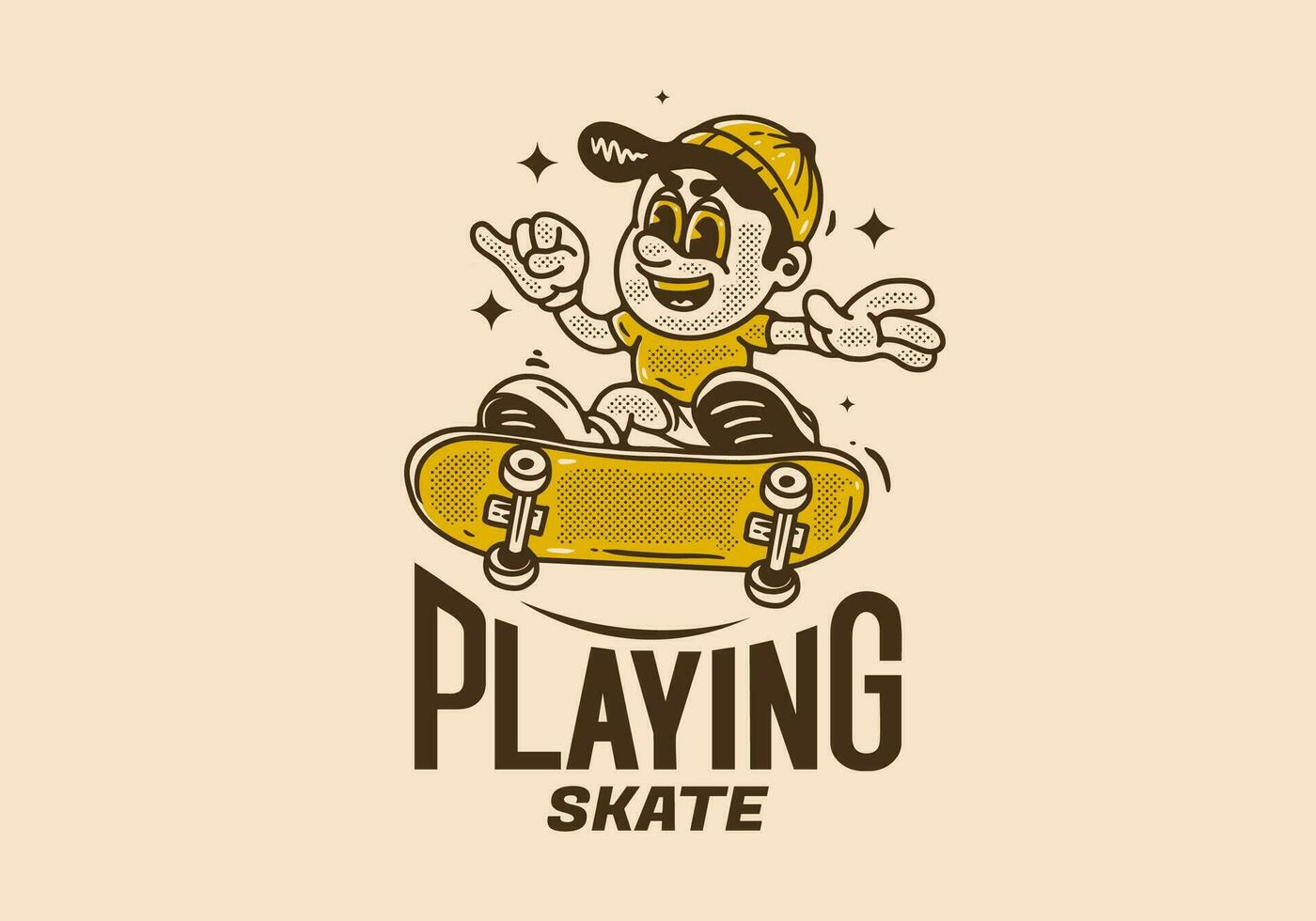 jugando patinar, mascota personaje de un chico en un patineta vector