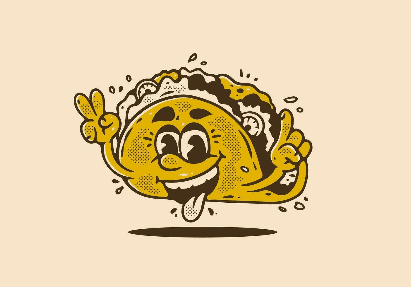 mascota personaje ilustración de tacos con contento cara vector