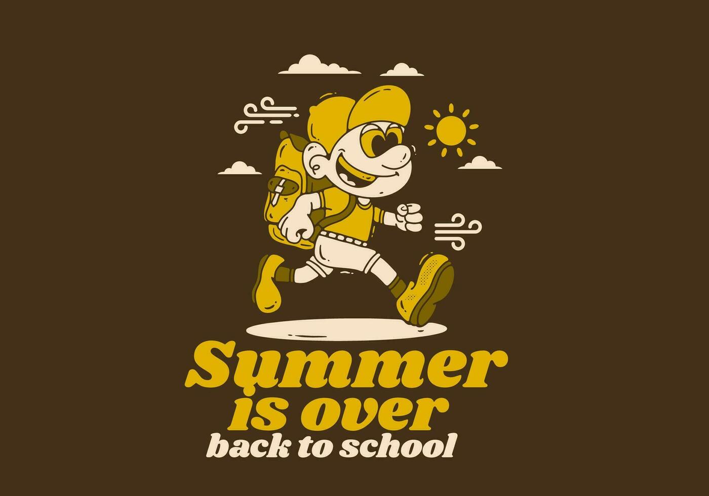 Back to school, summer is over, mascot character design of a boy carrying a school bag vector