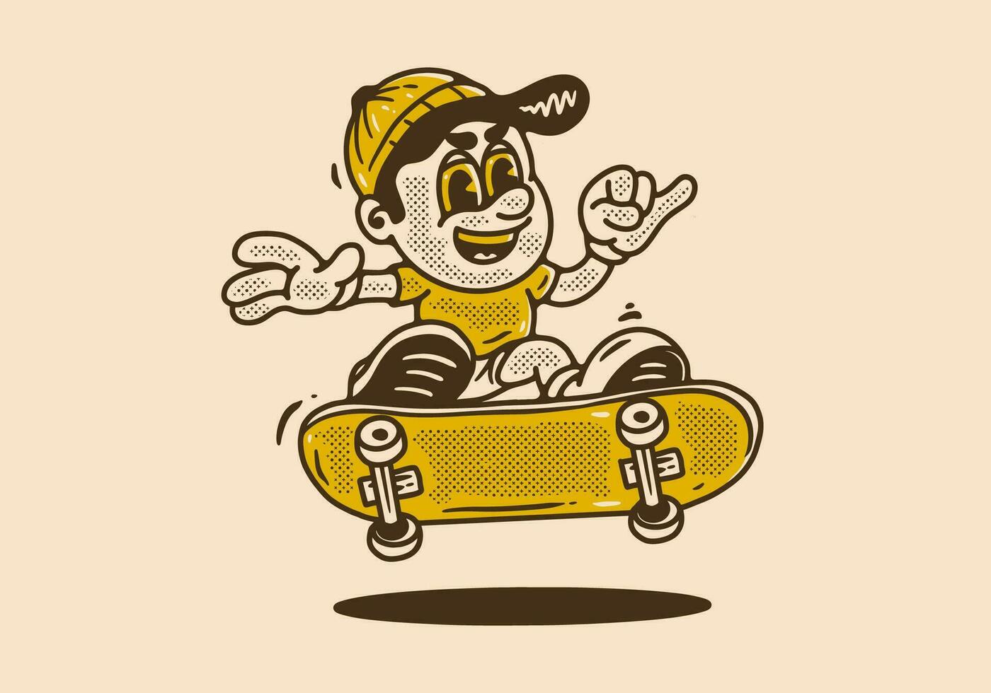 Mascot character design of a boy on a skateboard vector