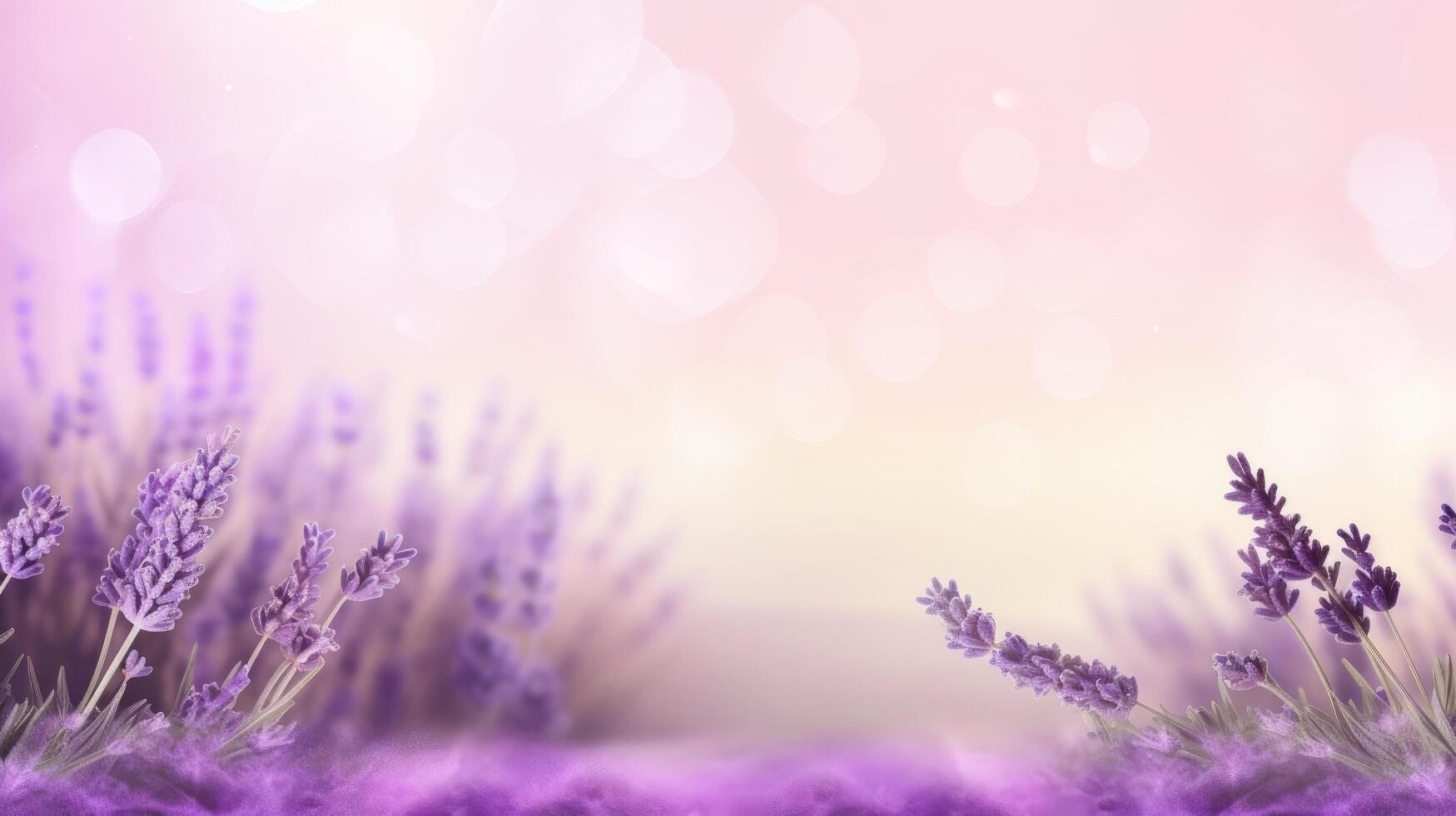 Lavender field. Web banner with copy space. Generative AI photo