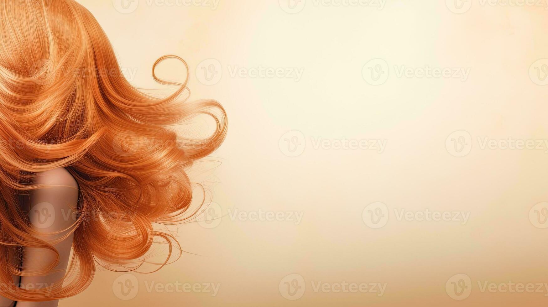 Woman with beauty hair. Web banner with copy space. Generative AI photo